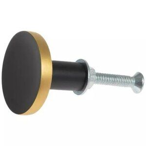 Cabinet Knobs 1-1/4" Black & Gold Solid Brass Drawer Pulls Round 2 Knobs